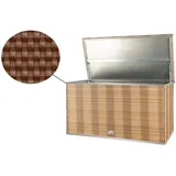 dynamic24 Auflagenbox, Polyrattan Gartentruhe 115x60x60cm Box braun