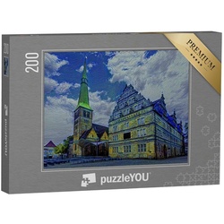 puzzleYOU Puzzle Marktkirche und Hochzeitshaus, im Stil van Goghs, 200 Puzzleteile, puzzleYOU-Kollektionen Kunst-Stil Van Gogh