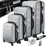 Kesser KESSER® 4tlg. Hartschalenkofferset Hartschalenkoffer Reisekoffer Set Reisekofferset Trolley Koffer Inkl. Kofferwaage + Gepäckanhänger Rollkoffer Schloss 4 Rollen ABS-Hartschale Teleskopgriff S-M-L-XL