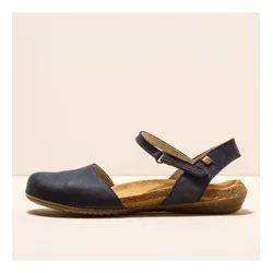 El Naturalista für Damen. 2N4122NF0005_0B0 Angenehme Ocean Wakataua Ledersandalen (41), Schwarz, Wohnung, 1 bis 3 cm, Klettverschluss, Lässi