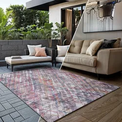 Teppich MY HOME "Oryn", bunt (multi), B:160cm H:8mm L:230cm, Polyester, Teppiche, Flachgewebe, modern kariert, In- und Outdoor geeignet