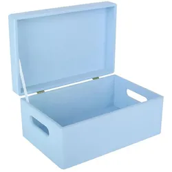 Creative Deco Holzkiste Holzkiste mit Deckel 30x20x14 cm (1cm) blau