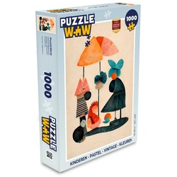 MuchoWow Puzzle Kinder – Pastell – Vintage – Farben, 1000 Puzzleteile, Foto-Puzzle, Bilderrätsel, Puzzlespiele, Klassisch bunt