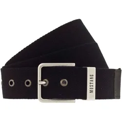 Stoffgürtel MUSTANG, Damen, Gr. 105, schwarz, Materialmix, unifarben, casual,Basic,modisch, Gürtel, Schließe mit Used-Look, Schlaufe mit Logoschriftzug