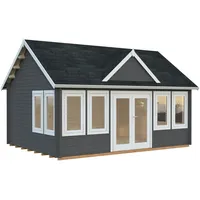 Palmako Gartenhaus Claudia 19,4 m2 - 44 mm dunkelgrau/weiß