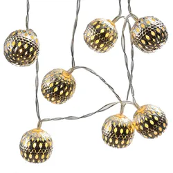 LED Dekolichterkette Metallkugeln - 8 warmweiße LED - D: 4cm - L: 0,7m - Batteri...