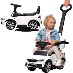 Rutschauto BMW M5, lizenziert, Schiebestange, ab 1 Jahr, Schaukelfunktion, Musik, EVA-Reifen, LED (Weiß)