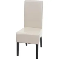 MCW Esszimmerstuhl Crotone, Küchenstuhl Stuhl, Leder ~ creme, dunkle