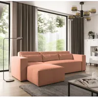 Fun Möbel Ecksofa Schlafsofa WALDO in Stoff, inkl. 3 Rückenkissen, inkl. Schlaffunktion mit Bettkasten rosa