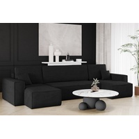 Fun Möbel Wohnlandschaft Wohnlandschaft Sofa Schlafsofa MARIS in Stoff Poso, mit Schlaffunktion, Rundumbezug schwarz