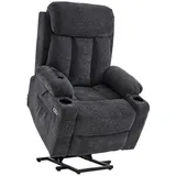 MCombo Relaxsessel MCombo elektrische Aufstehhilfe Fernsehsessel Relaxsessel 7190, motorisch verstellbar, Leder, Schwarz, 100 x 86 x 112 cm grau