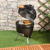 Rosenstein & Söhne 2in1-Kamado-Keramik-Kugelgrill & Smoker, Thermometer, Lüftung, Ø 27 cm