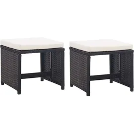 vidaXL Polyrattan Set 11-tlg. schwarz/cremeweiß