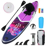 Puluomis SUP Board mit Sitz 335cm, Stand Up Paddle Boards Set, Paddling Paddelboard Surfbrett Aufblasbar, Pumpe Tragetasche, MB. bis 150Kg Lila - Lila
