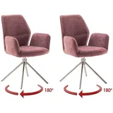 MCA Furniture Esszimmerstuhl Greyton, 180° drehbar - Himbeer / Edelstahl
