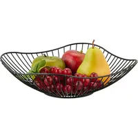 Relaxdays Obstschale Metall, Flacher Obstkorb, H x 27 x cm, Drahtkorb für Früchte, Gemüse & Brot, modern, schwarz