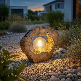 GLOBO Solarleuchte Kunststoff 30,5x8,5x25,5 cm 1x LED warmweiß braun