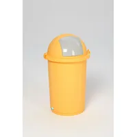 PROREGAL Robuster Abfallbehälter mit Einwurfklappe | 50 Liter, HxBxT 76x41x41cm | Kunststoff | Gelb | Mülleimer Abfalleimer Müllkorb