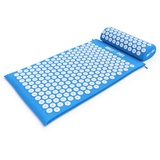 GORILLA SPORTS Akupressurmatte mit ergonomische Kissen und Tragetasche, aus Baumwolle, Massagematte, 68 x 42 x 2.5 cm, Nagelmatte, Akupunkturmatte blau