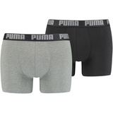 Puma Basic Boxershorts grey melange/black M 2er Pack