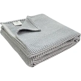 framsohn frottier Bio Flanell Wohndecke Fischgrät 150 x 200 cm Grau