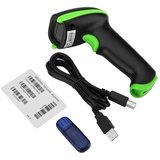 Scanner-Lesegerät, Drahtloser Barcode-Handscanner, 2,4 GHz, Zwei Verbindungsmodi, Hohe Empfindlichkeit für Lager, Supermarkt, Hotel und Mehr(Grün)