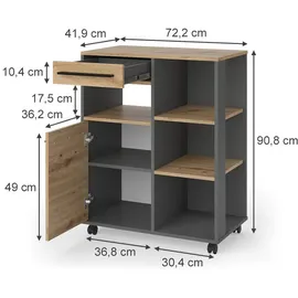 Vicco Küchenbuffet Pure, Artisan-Eiche/Anthrazit, 72.2 x 90.8 cm, Vicco