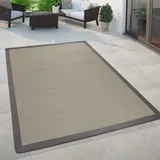 Paco Home - In- & Outdoor Teppich Balkon Küchenteppich Sisal Optik Einfarbig Creme Grau 120x170 Cm