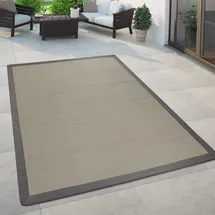 Paco Home - In- & Outdoor Teppich Balkon Küchenteppich Sisal Optik Einfarbig Creme Grau 120x170 Cm