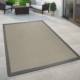 Paco Home - In- & Outdoor Teppich Balkon Küchenteppich Sisal Optik Einfarbig Creme Grau 120x170 Cm