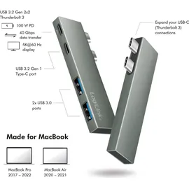 Logilink USB 3.2 Gen2x2 4-Port, PD, silber