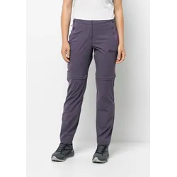 Zip-away-Hose JACK WOLFSKIN "GLASTAL ZIP AWAY PANTS W", Damen, Gr. 40, Normalgrößen, lila (schwarz, grape), OBERSTOFF: 94% POLYAMID, 6% ELASTHAN; LINING: 100% POLYESTER, Hosen