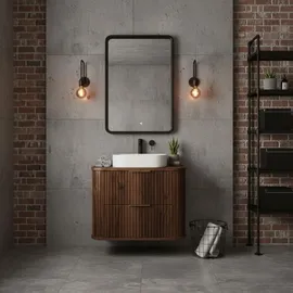 Rodan Waschtischunterschrank | Waschbeckunterschrank - Eiche Haselnuss - Modernes Design - Soft-Close Schubladen - Hängeschrank - Dunkelbraun