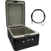 IDENA Sicherheitsbox aus Metall mit Zahlenschloss schwarz 20x15x6cm
