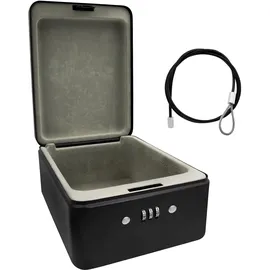 IDENA Sicherheitsbox aus Metall mit Zahlenschloss schwarz 20x15x6cm