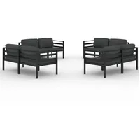 vidaXL 8-tlg Garten-Lounge-Set mit Kissen Aluminium Anthrazit Modell 7