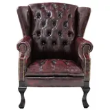 Sessel Chesterfield Chester aus echtem Rindsleder New Red