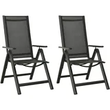 vidaXL Gartenstuhl 56 x 65 x 109 cm schwarz klappbar 2 St.