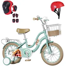 habib gruppe Mädchenfahrrad Klassik | Inkl. Luftpumpe | 6-teiligem Schutz-Set | Kohlenstoffstahlrahmen & Duales Bremssystem | Mitwachsend & sicher... | Türkis