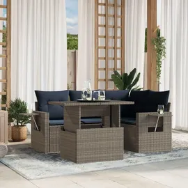 vidaXL Gartensofa-Set 5-tlg. grau Polyrattan