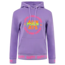 Sweatshirt, "Always positive" mit Kapuze und neonfarbenem Aufstick, Gr. LXL, lila, , 70518344-LXL