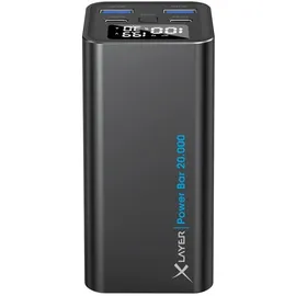 Xlayer Powerbar 65W Power Bank 20000mah PD USB C Schnellladen Digitales Display Ladegerät kompatibel mit MacBook Pro Surface Go iPad Air iPhone 16 15 14 Pro Max Mini Steam Deck