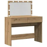 vidaXL Schminktisch Artisan-Eiche 100 x 40 x 120 cm Holzwerkstoff, Moderne Schminkkommode mit viel Stauraum, rechteckigem Design, Beleuchtung für Dein Zuhause