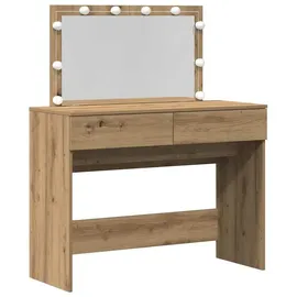 vidaXL Schminktisch Artisan-Eiche 100 x 40 x 120 cm Holzwerkstoff, Moderne Schminkkommode mit viel Stauraum, rechteckigem Design, Beleuchtung für Dein Zuhause