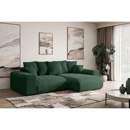 altdecor Ecksofa Cord mit Schlaffunktion 2-Sitzer Grün