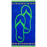 GÖZZE Strandtuch, Flip-Flop Design mit Motiven, 100% Baumwolle, 90 x 180 cm - Blau
