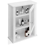 Relaxdays Hängender Badschrank mit Tür Weiß,Transparent