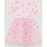 s.Oliver Gemustertes Tüllkleid mit Glitzerprint und Puffärmeln - pink - 128