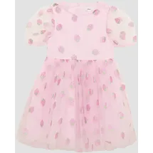 s.Oliver Gemustertes Tüllkleid mit Glitzerprint und Puffärmeln - pink - 128