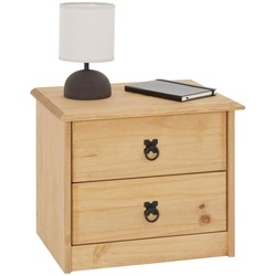 CARO-Möbel Nachtkommode BARRIO, Nachttisch aus Kiefer mit 2 Schubladen Nachtkommode aus Holz im Landha